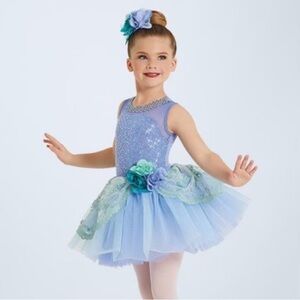 Weissman Girls Blue and Green Dance Costume